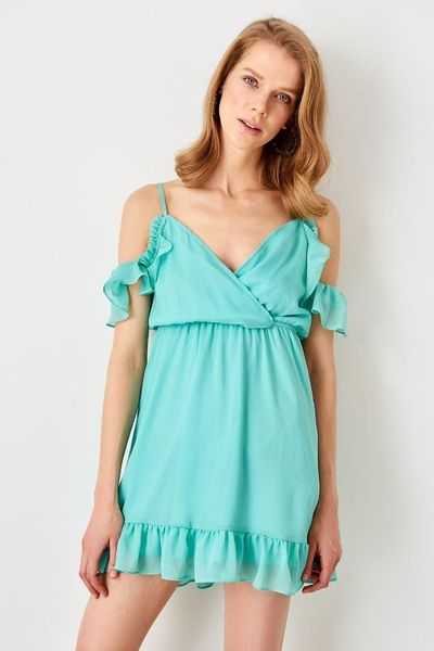 

trendyol mint shoulder detail dress twoss19fg0064, Black;gray