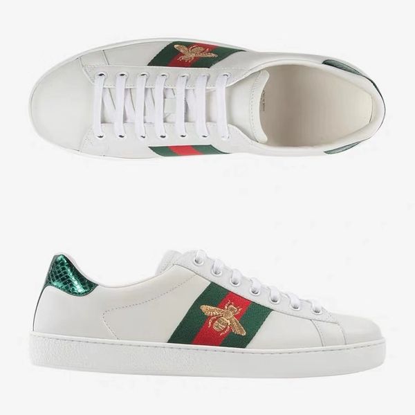 

luxury snake guccÃ¬ designer casual shoes low leather sneakers ace bee stripes shoe walking sports trainers drop shipping 120145