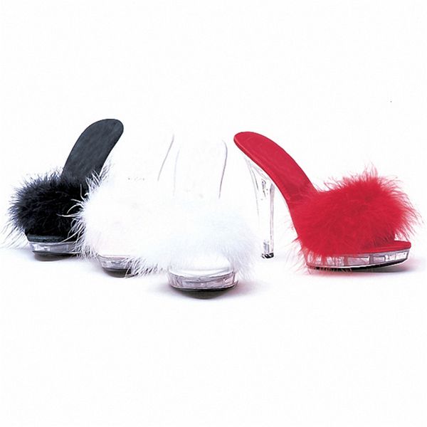 

luxuriant sweet casual 13cm high-heeled female shoe peep-toe crystal platform buckle-strap feathered sandal hollow out size35-42, Black