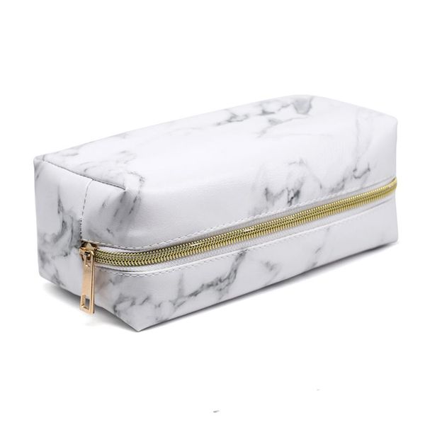 

new arrival marble pattern travel makeup cosmetic bag leather toiletry pencil case pochette maquillage travel beauty makeup bag