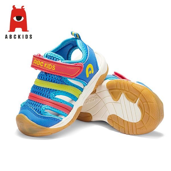 

abc kids boy air mesh beach sandals colorful chidren casual shoes, Black;red