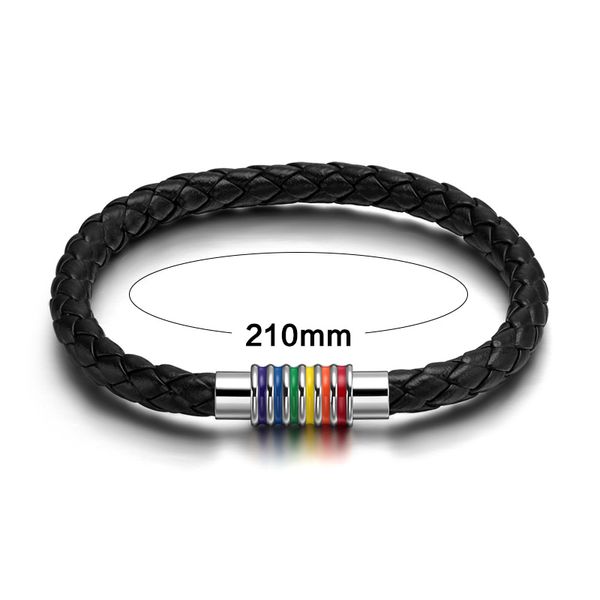 

2018 fashion braided gay pride leather bracelets & bangles magnet sale limited for women rainbow jewelry with magnetic clasp, Golden;silver