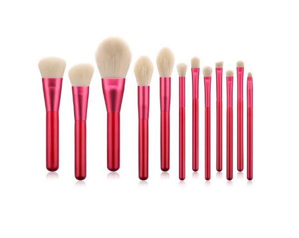 

beauty tools 12pcs makeup eye brushes set red wooden handle brush