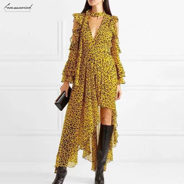 

leopard dresses for women off shoulder flare sleeve female asymmetric hem backless ruffles dress vintage clothes, Black;gray