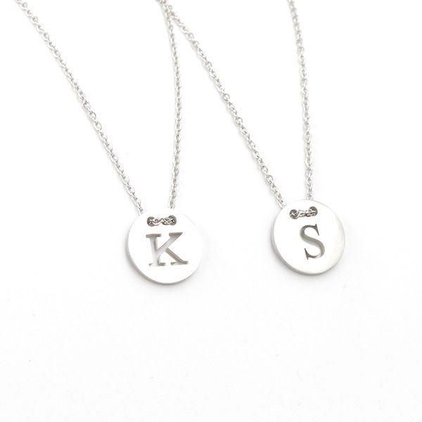 

fnixtar mirror polish stainless steel 26 initials letter name necklace choker 12mm alphabet a-z chain necklaces 26piece/lot, Silver