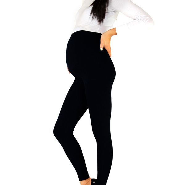 

solid casual tight comfortable high waist non-transparent slim adjustable buckle leggings maternity trousers pencil pants spring, White