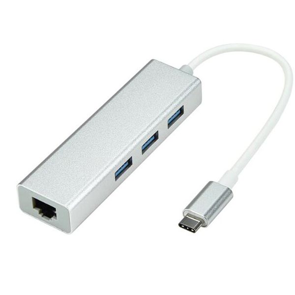 

usb 3.1 usb-c тип c 10 / 100mbps gigabit ethernet rj45 lan адаптер с 3 usb 3.0 сетевой карты для macbook