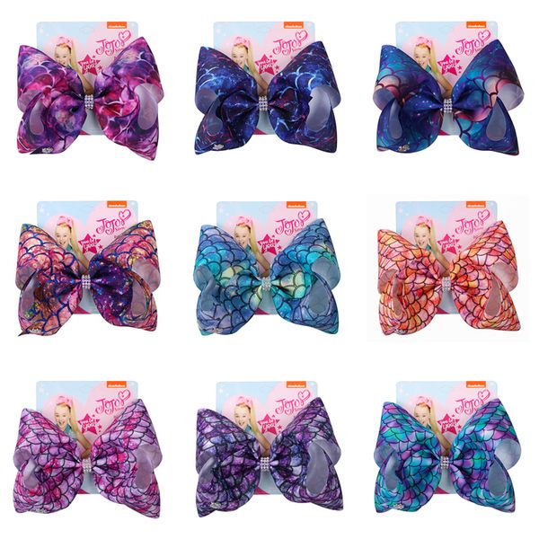 

mermaid styles jojo siwa hair bows 11 colors jojo bows with clip hair accessories for girls 8 inch large hair bow dhl ss124, Slivery;white