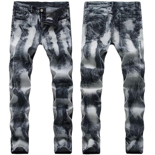 

qmgood mens designer skinny jeans nostalgic youth rock mens jeans unique plus size man denim pants luxury men clothing, Blue