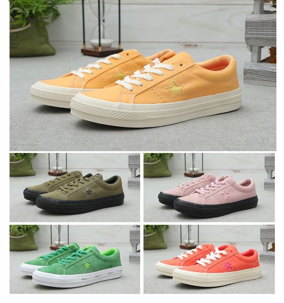 

new men women one star 74 lleather casual shoes canvas versatile sneakers fashion pink yellow orange army green training trainers siz 35-44, Black