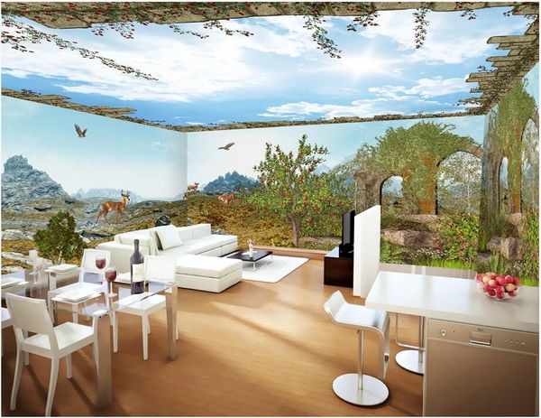 

3d wallpaper custom p medieval park 3d space roman column landscape full house background wall home decor mural wallpaper for walls 3 d