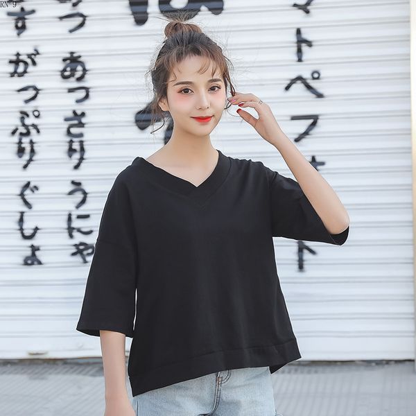 

summer shirts 2019 women tshirt casual tshirt short sleeve t-shirt for women basic solid tees girl v-neck funny t shirt, White
