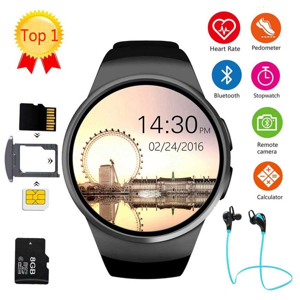 

smart watch men women full screen bluetooth sport watch heart rate monitor fitness smartwatch support sim card kw18 ios android, Slivery;brown
