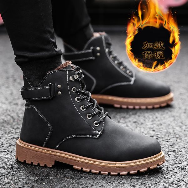 

2019 new fashion men winter boots super warm male snow ankle boots waterproof wear-resisting casual boot shoes, Black