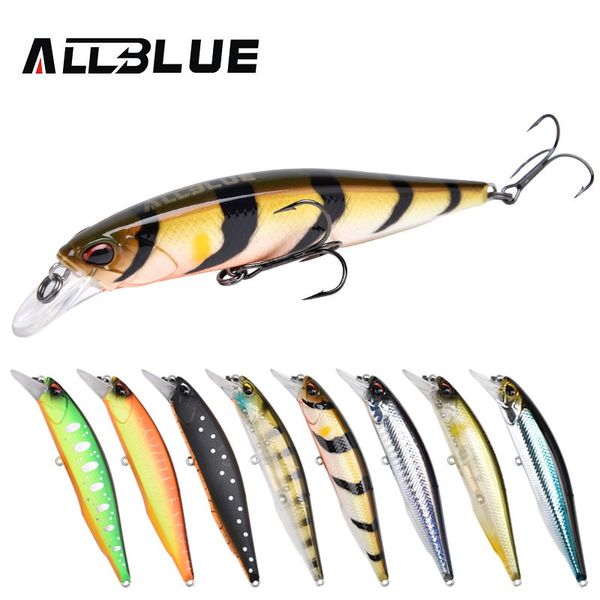 

allblue new jerkbait 100sr professional fishing lure 100mm 14.1g floating wobbler minnow 0.8-1.2m bass pike bait mustad hooks