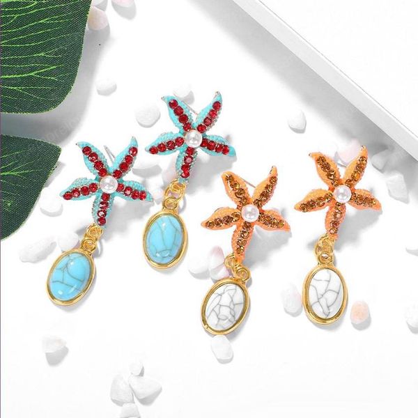 

wholesale trendy gold plated oval shape green turquoise stone drop earrings for women with rhinestone jewelry, Silver