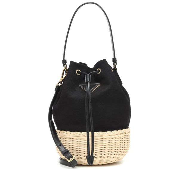 

women design handbag sheepskin genuine leather rattan torebka wiklinowa bags bucket bolsa feminina message bag 2020