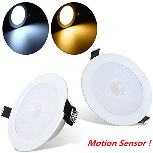 5W E27 PIR Motion Sensor SMD 10 * SMD 5730 4 polegadas ultra-fino LED recesso iluminação de teto com trajeto Caixa de junção Downlight parede Lâmpadas LLWA216
