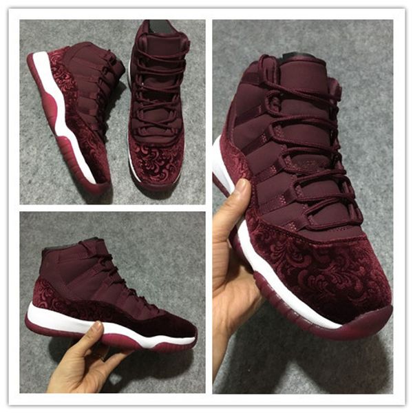 

with box 11 gs velvet heiress red flower night maroon 11s women basketball shoes womens sports sneakers wholesale girl trainers size 36-40