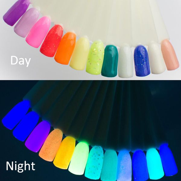 

12]12 colors glow in the dark nails acrylic powder collection 10g jar - glow in the dark shades dipping powder - glow-in-the, Silver;gold