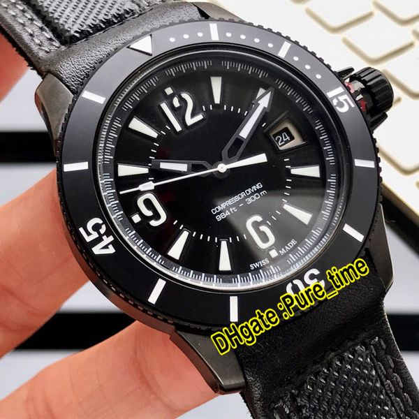 Neue Master Compressor 42mm Q2018470 Japan Automatik Herrenuhr mit schwarzem Zifferblatt PVD-Gehäuse aus schwarzem Stahl mit Lederarmband Sportuhren Pure_time 4 Farben