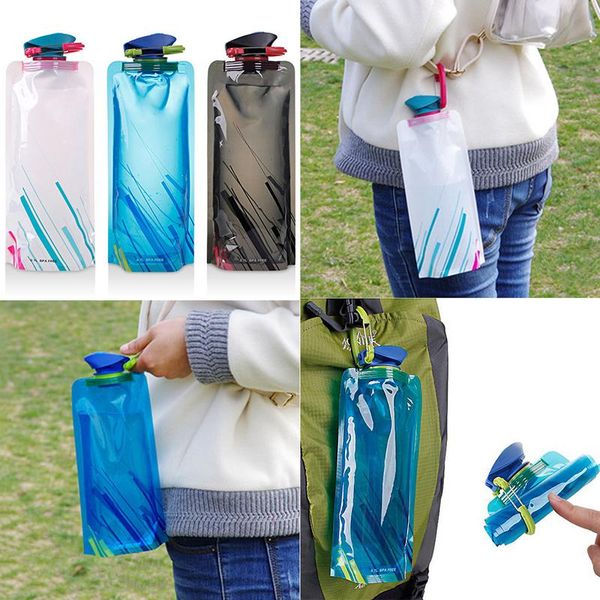 

reusable 700ml sports travel portable collapsible folding drink water bottle kettle outdoor sports water bottle bpa 40