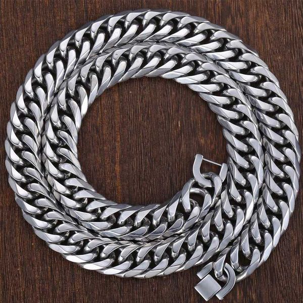 

cuban link chain necklace mens stainless steel large necklace hip hop long jewelry for neck male accessories wholesale, Silver