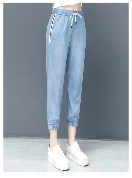 

светло-синий хан издание свободные тонкие девять очков гарун брюки, Blue