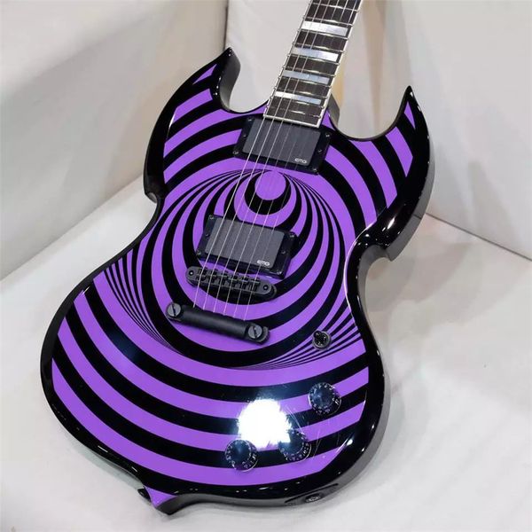 

Wylde Audio Barbarian Purple Электрогитара с автографом Zakk Black Purple Bullseye SG Электрогитара MOP Боль