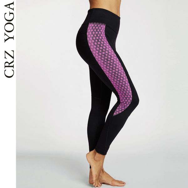 

crz yoga women's high-waisted workout leggings with hidden pocket, Black;blue