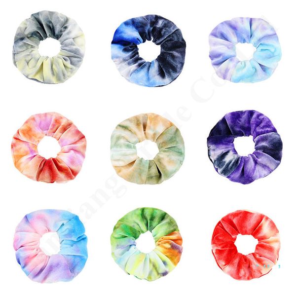 

korea velvet gradient tie-dye color scrunchies elastic hair band women girls hair loop ponytail holder tie rope accessories scrunchy c121802, Silver
