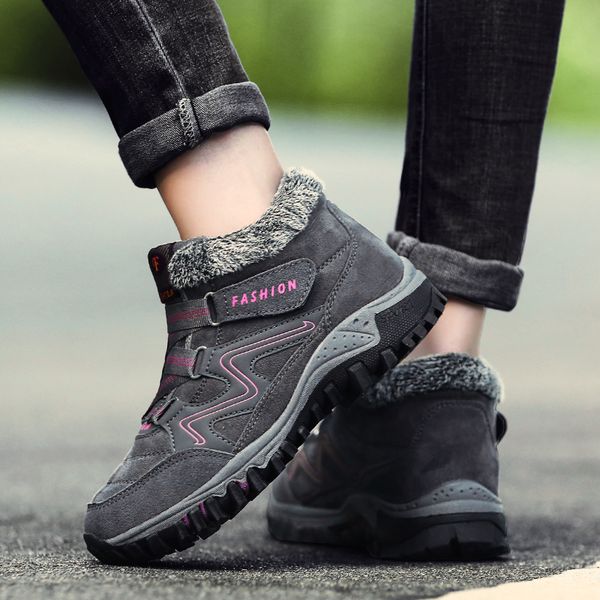 

2019 men winter suede leather ankle snow boots men shoes with fur warm hiking boots casual shoes footwear 36-46, Black