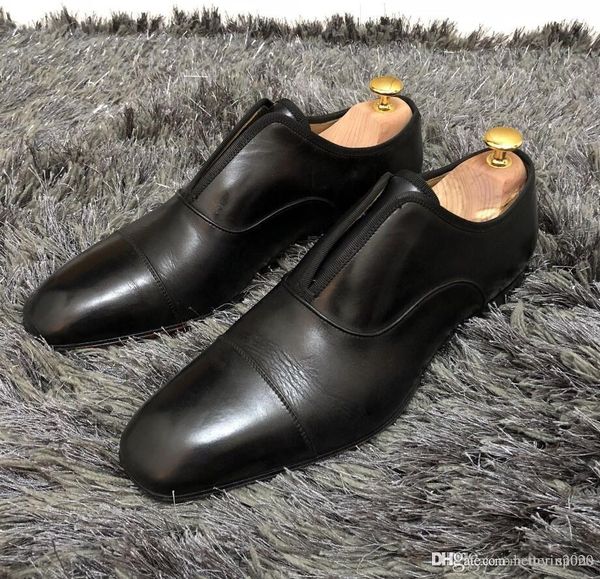

2019 gentleman wedding dress shoes flat trainers black genuine leather shoes,fashion square head party dress oxford men business shoe loafer