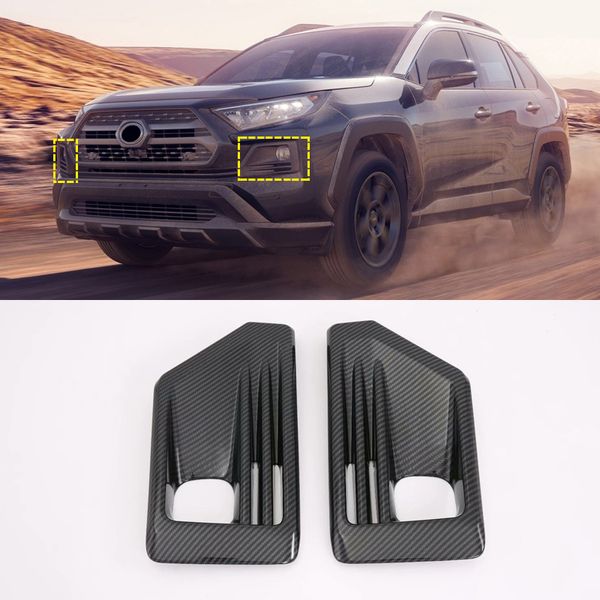 

auto car accessories abs front fog light lamp cover trim 2pcs fit for ftoyota rav4 xa50 2019 2020
