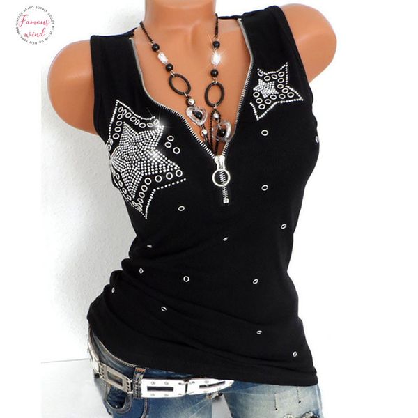

plus size 5xl summer tank women ladies hollow out casual drill zipper sleeveless tanks t shirts pullover shirts, White