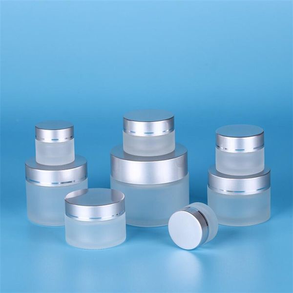 

5g 10g 15g 20g 30g 50g frosted glass jar empty refillable bottle cosmetic makeup lotion storage container jars