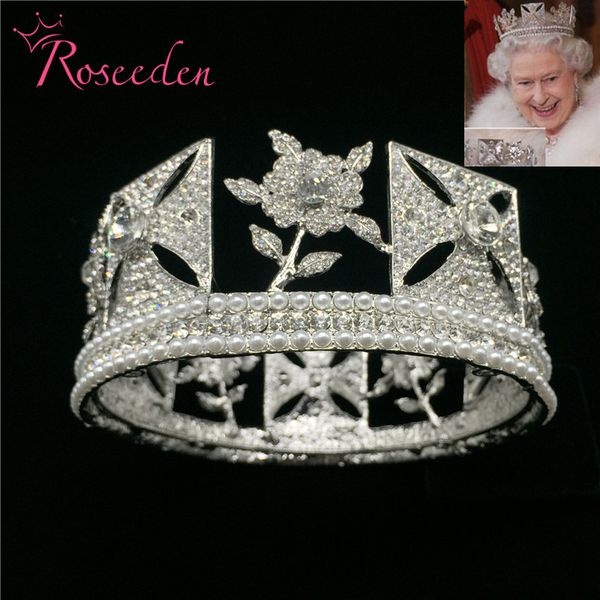 

baroque royal queen корона свадебный полный круг pageant tiara коронки невеста диадема ювелирных изделий волос re3073, White;golden