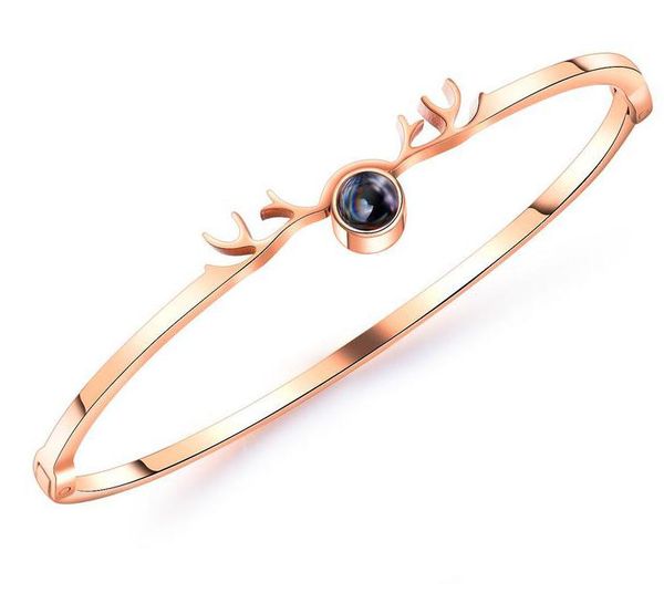 

mesh red hand-ornament rose gold titanium steel lady bracelet a deer with your antler projection bracelet, Black