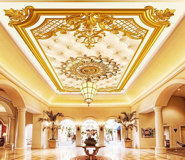 

luxury european style gold embossed mural ceiling wallpaper murals living room bedroom ceiling mural decor