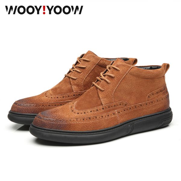 

wooyyoow men's genuine leather boots casual shoes autumn and winter snow motorcycle boots work safety hiking, Black