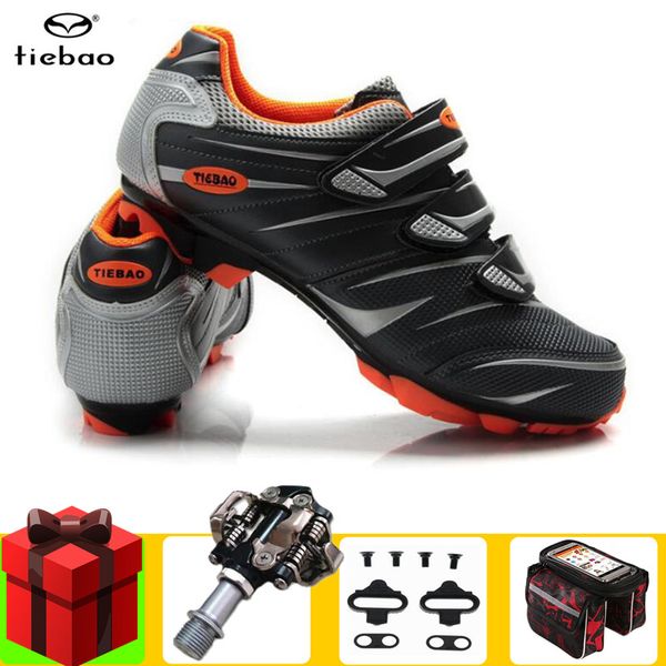 

tiebao cycling shoes spd pedal set professional men sneakes sapatilha ciclismo mtb bicycle self-locking triathlon bike shoes, Black