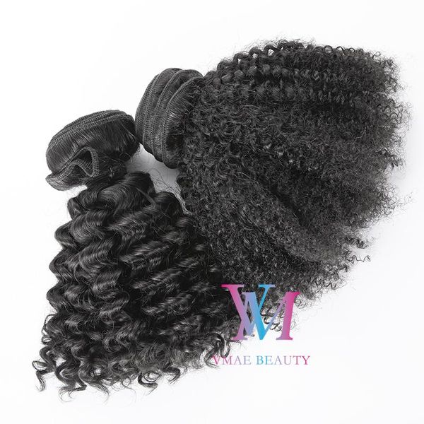 

brazilian indian fummi deep water loose afro kinky curly straight remy virgin 4a 4b 4c 3a 3b 3c hair weft weave piece extensions, Black