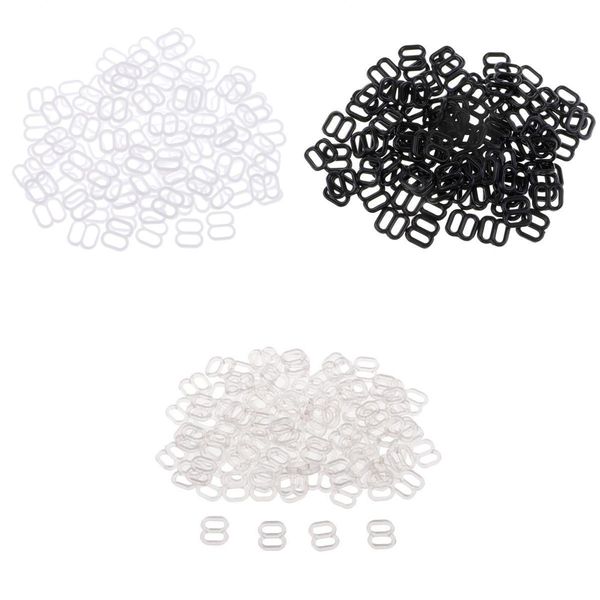 

300 pieces 6mm 8 bra strap lingerie adjustment clips clasp hooks sewing, Black