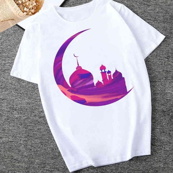 

женские рамадан печатных короткий рукав круглый футболка o-образным вырезом топы чистый белый дикий топ футболка топы для женщин 2020 новый#, White