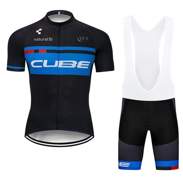 

2020 cube team cycling short sleeves jersey bib shorts sets new men breathable clothing summer mtb bicycle wear u40813, Black;red