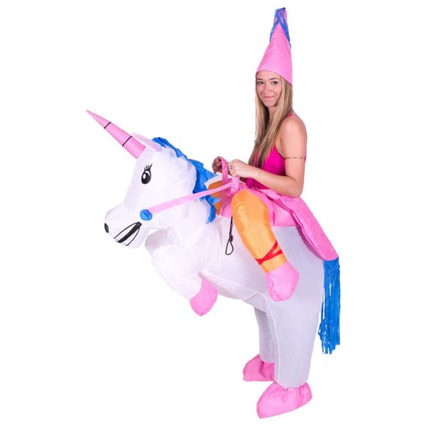 

sell new arrived and children unicorn inflatable cosplay costume parent-child dress ride-on animal outfit with hat, Black;red