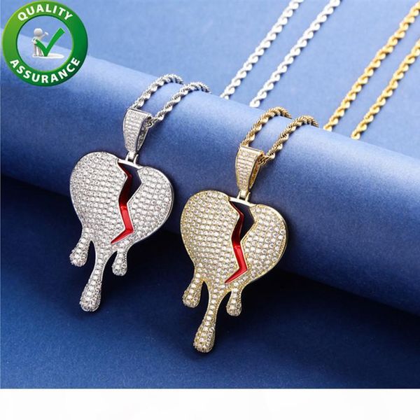 

iced out pendant hip hop bling chains jewelry men luxury designer necklace mens 14k gold chains heart necklace diamond pendants accessories, Silver
