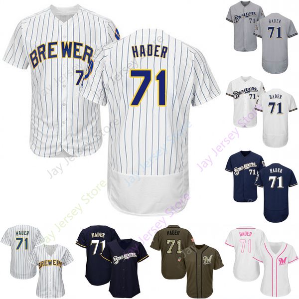 

Custom Milwaukee 71 Josh Hader Jersey Brewers Jerseys Cool Base Flexbase White Black Red Grey Home Away Men Women Youth All Stitched