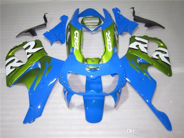 ZxMotor 7Gifts Fairings para Honda CBR900RR CBR 893 1995 1997 Chamas Verdes no Kit de Feira Azul CBR893 95 97 NB33