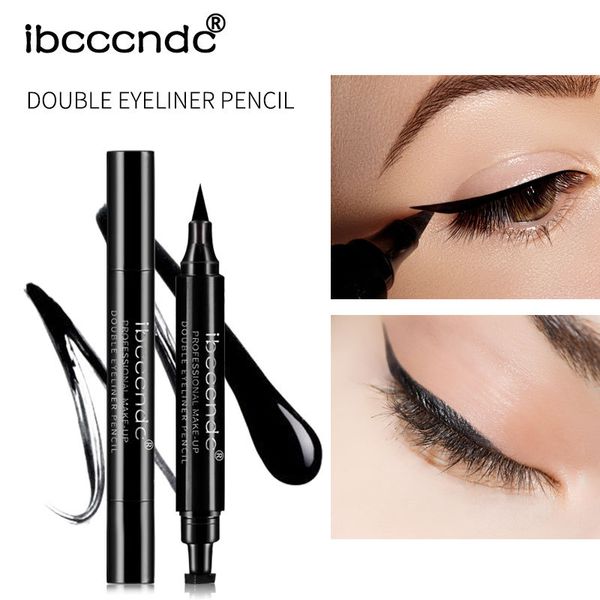 

black waterproof double head wing shape seal eyeliner stamp pencil cat eye cosmetic makeup tool eyes liner maquiagem 4 types